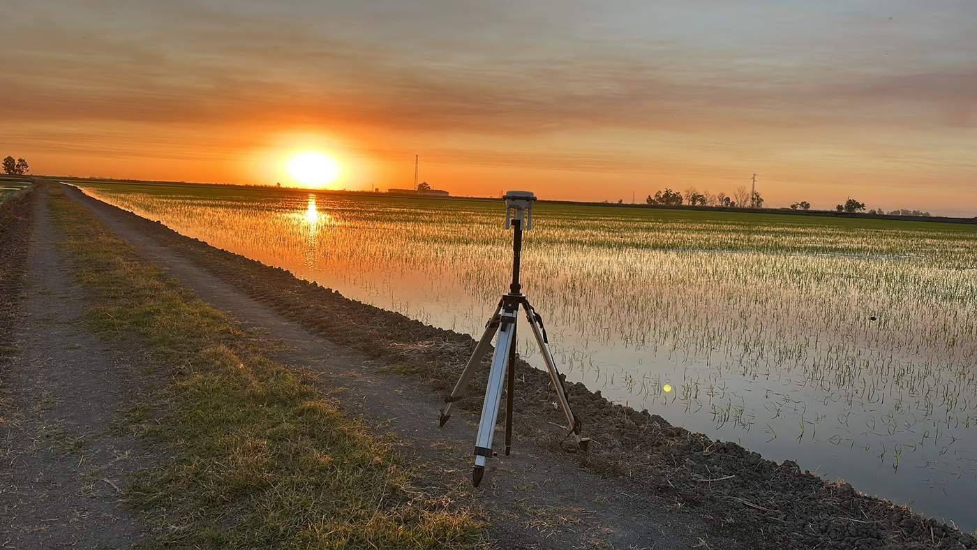 RTK surveying base station set up in the field