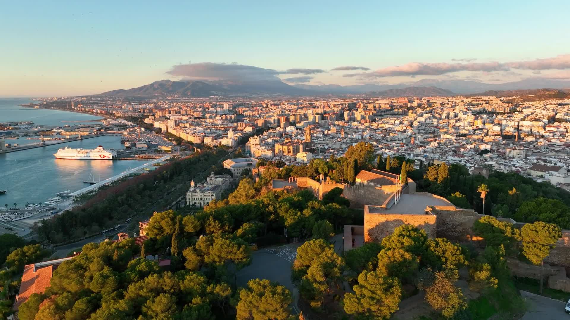 Aerial view of Gibralfaro Castle in Malaga