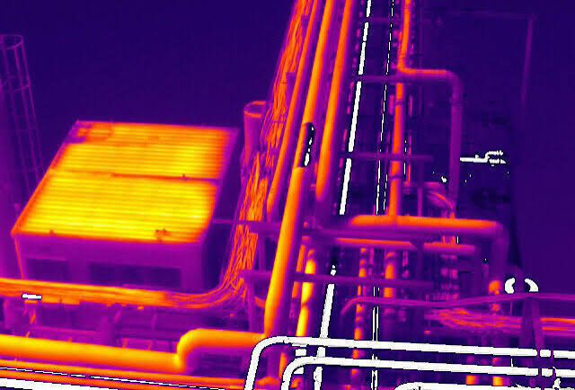 Thermal image of industrial pipework